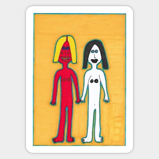 Red and White Couple Sticker